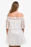 Self-Portrait White Lace Detailed Off Shoulder Top Size 8 US