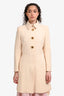 Prada 2012 Cream Wool Single Breasted Midi Coat Size 38