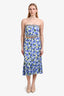 Alice + Olivia Blue Pansy Floral Strapless Top + Midi Skirt Set Size 6/8