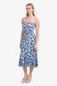 Alice + Olivia Blue Pansy Floral Strapless Top + Midi Skirt Set Size 6/8