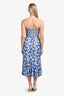 Alice + Olivia Blue Pansy Floral Strapless Top + Midi Skirt Set Size 6/8
