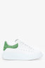 Alexander McQueen White/Green Leather Embellished Oversized Sneaker Size 38.5