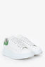Alexander McQueen White/Green Leather Embellished Oversized Sneaker Size 38.5