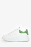 Alexander McQueen White/Green Leather Embellished Oversized Sneaker Size 38.5
