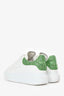 Alexander McQueen White/Green Leather Embellished Oversized Sneaker Size 38.5