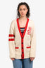 Gucci Cream/Red Wool "Far Better Not" Cardigan Size XS