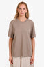Ami Taupe Cotton Heart Detail Short Sleeve T-Shirt Size L