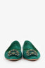 Manolo Blahnik Green Satin/Leather Hangisi Flats Size 38
