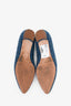 Manolo Blahnik Navy Fabric/Leather Hangisi Flats Size 38
