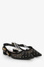 Christian Dior Black Mesh Polka Dots J'aDior Slingback Flats Size 37