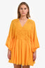 Reformation Canary Yellow V-Neck Lace Georgette Mini Dress Size 10