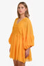 Reformation Canary Yellow V-Neck Lace Georgette Mini Dress Size 10