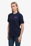 Comme Des Garcons Cotton Navy Two Hearts Patch T-Shirt Size L
