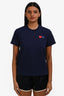 Comme Des Garcons Cotton Navy Two Hearts Patch T-Shirt Size L
