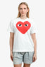 Comme Des Garcons Cotton White Giant Heart Print T-Shirt Size L