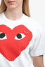 Comme Des Garcons Cotton White Giant Heart Print T-Shirt Size L