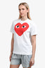 Comme Des Garcons Cotton White Giant Heart Print T-Shirt Size L