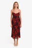 Reformation Burgundy Floral-Print Kourtney Georgette Midi Dress Size 8