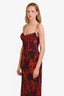 Reformation Burgundy Floral-Print Kourtney Georgette Midi Dress Size 8