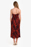 Reformation Burgundy Floral-Print Kourtney Georgette Midi Dress Size 8