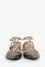 Valentino Garavani Bronze Metallic Pebbled Leather Cage Rockstud Cage Ballerina Flats Size 38