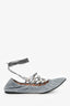 Valentino Garavani Suede Light Grey Lace-Up Gladiator Ballerina Shoes Size 38
