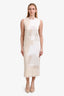 Akris White/Brown Knit Linen/Silk Sleeveless Midi Dress Size 6