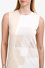Akris White/Brown Knit Linen/Silk Sleeveless Midi Dress Size 6