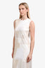 Akris White/Brown Knit Linen/Silk Sleeveless Midi Dress Size 6