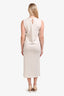 Akris White/Brown Knit Linen/Silk Sleeveless Midi Dress Size 6