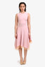 Alexander McQueen Pink Knit Sleeveless Flared Dress With Yellow Lace Trim Size XS