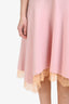 Alexander McQueen Pink Knit Sleeveless Flared Dress With Yellow Lace Trim Size XS