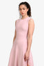 Alexander McQueen Pink Knit Sleeveless Flared Dress With Yellow Lace Trim Size XS