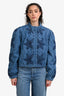 Free People Blue Denim Quilted Cropped Jacket Size S