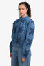 Free People Blue Denim Quilted Cropped Jacket Size S