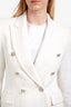 L'Agence White/Gold Tweed Double Breasted Blazer Size XS