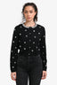 Alice + Olivia Black Wool Crystal Embellished Cardigan Size M