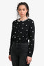 Alice + Olivia Black Wool Crystal Embellished Cardigan Size M