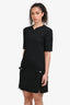 Versace Black Virgin Wool Shift Dress with Bows Size 38