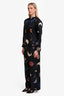 Lafayette 148 Dark Navy Blue Printed Silk Button-Up Shirt + Pants Set