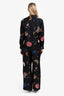Lafayette 148 Dark Navy Blue Printed Silk Button-Up Shirt + Pants Set