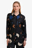 Lafayette 148 Dark Navy Blue Printed Silk Button-Up Shirt + Pants Set