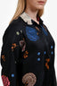 Lafayette 148 Dark Navy Blue Printed Silk Button-Up Shirt + Pants Set