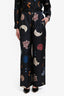 Lafayette 148 Dark Navy Blue Printed Silk Button-Up Shirt + Pants Set