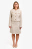 Versace Cream/Gold Sparkly Tweed Blazer + Skirt Set Size 46