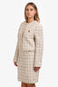 Versace Cream/Gold Sparkly Tweed Blazer + Skirt Set Size 46