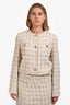Versace Cream/Gold Sparkly Tweed Blazer + Skirt Set Size 46