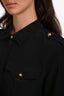Nili Lotan Black Silk Button-Up Midi Shirt Dress Size L