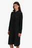 Nili Lotan Black Silk Button-Up Midi Shirt Dress Size L