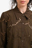 L'Agence Green 'Ellery' Eyelet Button-Up Shirt Size S